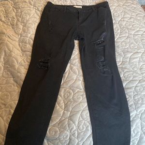 Skinny Jeans. ONE OF A KIND, Very Unique, Sequin, slim, distressed, Black jeans.
